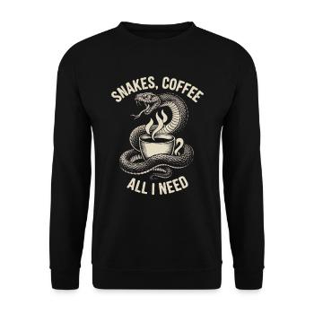 Funny Snake Art Snake Coffee Reptiles - Unisex Sweatshirt - black - Front - Alina (178cm) & Michal (187cm)