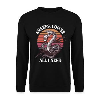 Funny Snake Art Snake Coffee Reptiles - Unisex Sweatshirt - black - Front - Alina (178cm) & Michal (187cm)