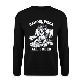 Funny Dog Gaming Pizza Gamer Gamer Gaming - Unisex Sweatshirt - black - Front - Alina (178cm) & Michal (187cm)