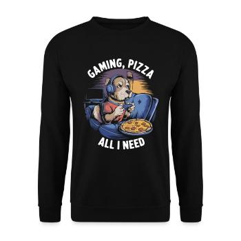 Funny Dog Gaming Pizza Gamer Gamer Gaming - Unisex Sweatshirt - black - Front - Alina (178cm) & Michal (187cm)