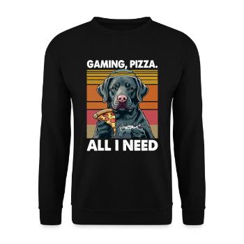 Funny Dog Gaming Pizza Gamer Gamer Gaming - Unisex Sweatshirt - black - Front - Alina (178cm) & Michal (187cm)
