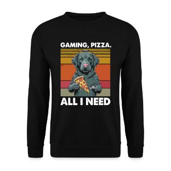 Funny Dog Gaming Pizza Gamer Gamer Gaming - Unisex Sweatshirt - black - Front - Alina (178cm) & Michal (187cm)