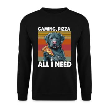 Funny Dog Gaming Pizza Gamer Gamer Gaming - Unisex Sweatshirt - black - Front - Alina (178cm) & Michal (187cm)