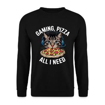 Drôles de chats Jeux Pizza Gamer Gamer Jeux - Sweat-shirt Unisexe - noir - Devant - Alina (178cm) & Michal (187cm)