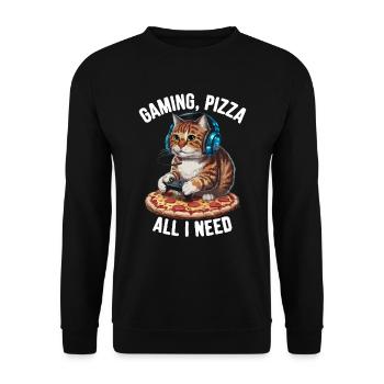 Drôles de chats Jeux Pizza Gamer Gamer Jeux - Sweat-shirt Unisexe - noir - Devant - Alina (178cm) & Michal (187cm)