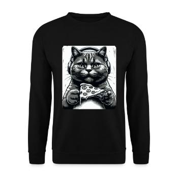 Drôles de chats Jeux Pizza Gamer Gamer Jeux - Sweat-shirt Unisexe - noir - Devant - Alina (178cm) & Michal (187cm)