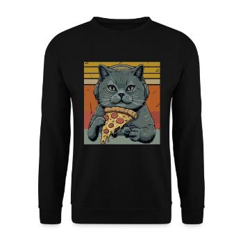 Funny Cats Gaming Pizza Gamer Gamer Gaming - Unisex Sweatshirt - black - Front - Alina (178cm) & Michal (187cm)