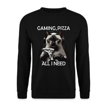 Drôles de chats Jeux Pizza Gamer Gamer Jeux - Sweat-shirt Unisexe - noir - Devant - Alina (178cm) & Michal (187cm)