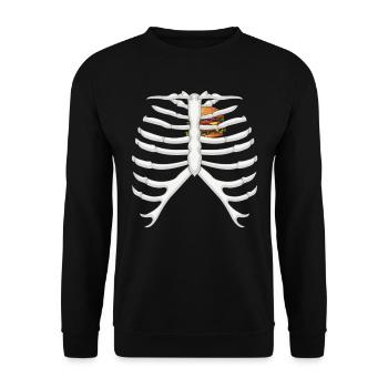 Funny Skeleton Burger Love Costume Halloween - Unisex Sweatshirt - black - Front - Alina (178cm) & Michal (187cm)