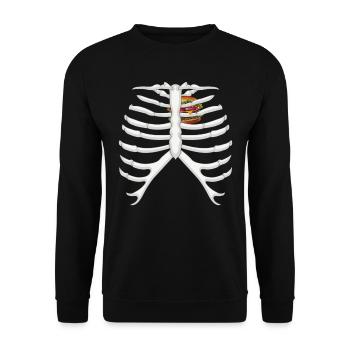 Funny Skeleton Burger Love Costume Halloween - Unisex Sweatshirt - black - Front - Alina (178cm) & Michal (187cm)