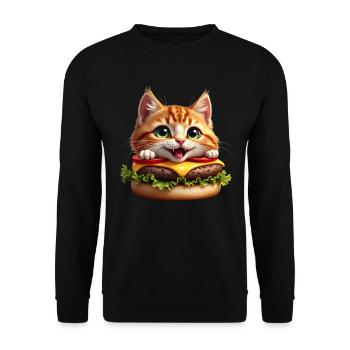 Cat Fast Food Burger Cats Hamburger Cat Lover - Unisex Sweatshirt - black - Front - Alina (178cm) & Michal (187cm)