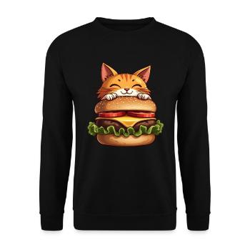 Cat Fast Food Burger Cats Hamburger Cat Lover - Unisex Sweatshirt - black - Front - Alina (178cm) & Michal (187cm)