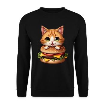 Cat Fast Food Burger Cats Hamburger Cat Lover - Unisex Sweatshirt - black - Front - Alina (178cm) & Michal (187cm)
