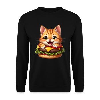Cat Fast Food Burger Cats Hamburger Cat Lover - Unisex Sweatshirt - black - Front - Alina (178cm) & Michal (187cm)