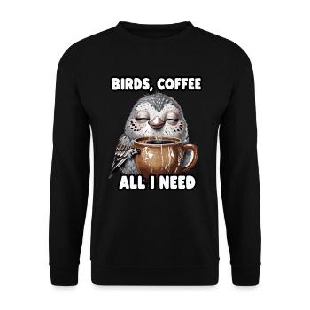 Funny Bird Coffee Zoo Retro Coffee All I Need - Unisex Sweatshirt - black - Front - Alina (178cm) & Michal (187cm)