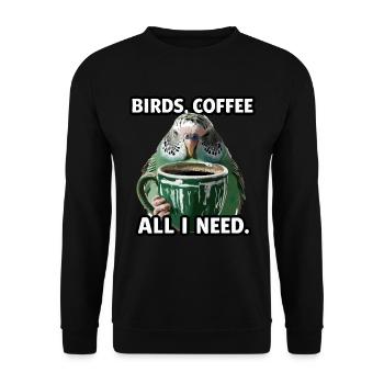 Funny Bird Coffee Zoo Retro Coffee All I Need - Unisex Sweatshirt - black - Front - Alina (178cm) & Michal (187cm)