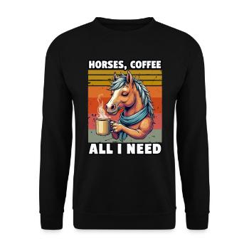 Lustiges Pferd Kunst Pferdebesitzer Pferde Kaffee - Unisex Pullover - Schwarz - Vorne - Alina (178cm) & Michal (187cm)
