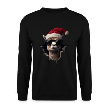 Alpaca Breeder Llama Christmas Christmas Alpaca - Unisex Sweatshirt - black - Front - Alina (178cm) & Michal (187cm)