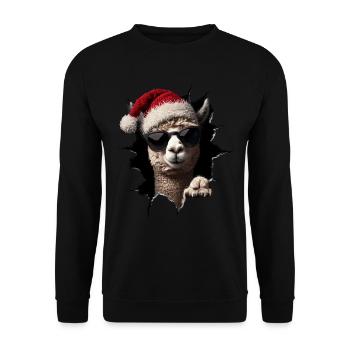 Alpaca Breeder Llama Christmas Christmas Alpaca - Unisex Sweatshirt - black - Front - Alina (178cm) & Michal (187cm)