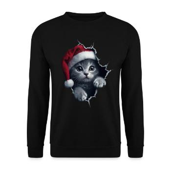 Chat Propriétaire Chats Noël Noël Chat - Sweat-shirt Unisexe - noir - Devant - Alina (178cm) & Michal (187cm)