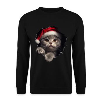 Chat Propriétaire Chats Noël Noël Chat - Sweat-shirt Unisexe - noir - Devant - Alina (178cm) & Michal (187cm)