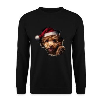 Hundebesitzer Hunde Weihnachten Weihnachts Hund - Unisex Pullover - Schwarz - Vorne - Alina (178cm) & Michal (187cm)