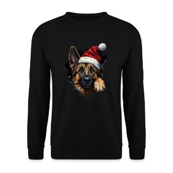 Hundebesitzer Hunde Weihnachten Weihnachts Hund - Unisex Pullover - Schwarz - Vorne - Alina (178cm) & Michal (187cm)