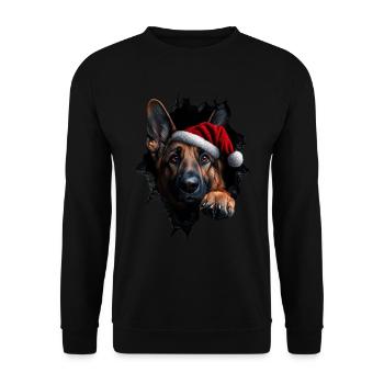 Hundebesitzer Hunde Weihnachten Weihnachts Hund - Unisex Pullover - Schwarz - Vorne - Alina (178cm) & Michal (187cm)