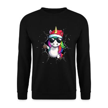 Lustiges Einhorn Weihnachten Einhörner Unicorn - Unisex Pullover - Schwarz - Vorne - Alina (178cm) & Michal (187cm)