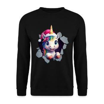Funny Unicorn Christmas Unicorns Unicorn - Unisex Sweatshirt - black - Front - Alina (178cm) & Michal (187cm)