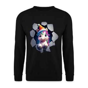 Licorne drôle Licornes de Noël Licorne - Sweat-shirt Unisexe - noir - Devant - Alina (178cm) & Michal (187cm)