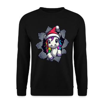 Licorne drôle Licornes de Noël Licorne - Sweat-shirt Unisexe - noir - Devant - Alina (178cm) & Michal (187cm)