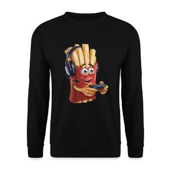 Funny Fast Food Gaming Pizza Gamer Gamer Gaming - Unisex Sweatshirt - black - Front - Alina (178cm) & Michal (187cm)