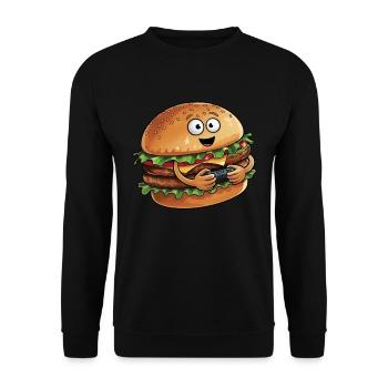 Funny Fast Food Gaming Pizza Gamer Gamer Gaming - Unisex Sweatshirt - black - Front - Alina (178cm) & Michal (187cm)