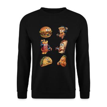 Funny Fast Food Gaming Pizza Gamer Gamer Gaming - Unisex Sweatshirt - black - Front - Alina (178cm) & Michal (187cm)