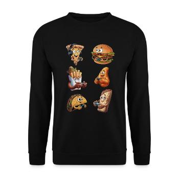 Funny Fast Food Gaming Pizza Gamer Gamer Gaming - Unisex Sweatshirt - black - Front - Alina (178cm) & Michal (187cm)