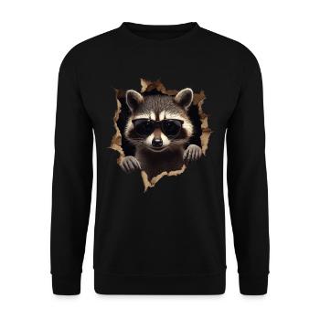 drôle raton laveur raton laveur amant mignon zoo animal - Sweat-shirt Unisexe - noir - Devant - Alina (178cm) & Michal (187cm)