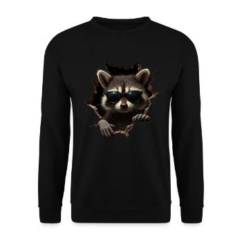 drôle raton laveur raton laveur amant mignon zoo animal - Sweat-shirt Unisexe - noir - Devant - Alina (178cm) & Michal (187cm)