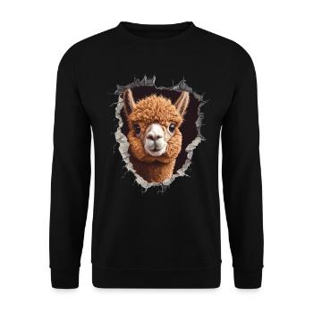 Funny Alpaca Alpaca Lover Cute Zoo Animals - Unisex Sweatshirt - black - Front - Alina (178cm) & Michal (187cm)