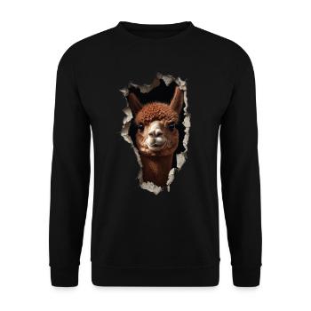 Funny Alpaca Alpaca Lover Cute Zoo Animals - Unisex Sweatshirt - black - Front - Alina (178cm) & Michal (187cm)