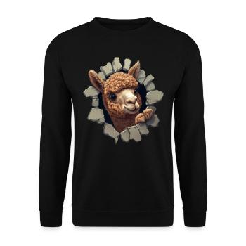 Funny Alpaca Alpaca Lover Cute Zoo Animals - Unisex Sweatshirt - black - Front - Alina (178cm) & Michal (187cm)