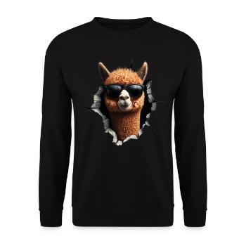 Funny Alpaca Alpaca Lover Cute Zoo Animals - Unisex Sweatshirt - black - Front - Alina (178cm) & Michal (187cm)