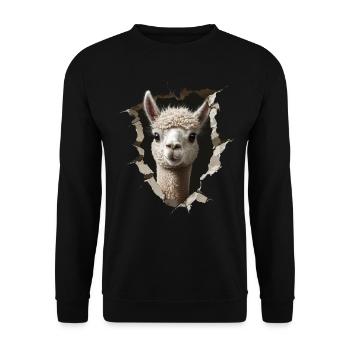 Funny Alpaca Alpaca Lover Cute Zoo Animals - Unisex Sweatshirt - black - Front - Alina (178cm) & Michal (187cm)
