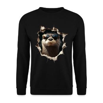 Funny Otter Otter Lover Cute Otter Zoo - Unisex Sweatshirt - black - Front - Alina (178cm) & Michal (187cm)