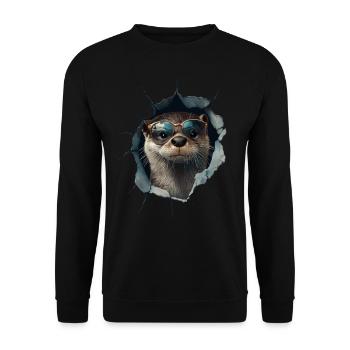 Funny Otter Otter Lover Cute Otter Zoo - Unisex Sweatshirt - black - Front - Alina (178cm) & Michal (187cm)