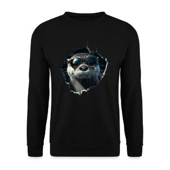 Funny Otter Otter Lover Cute Otter Zoo - Unisex Sweatshirt - black - Front - Alina (178cm) & Michal (187cm)