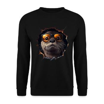 Funny Otter Otter Lover Cute Otter Zoo - Unisex Sweatshirt - black - Front - Alina (178cm) & Michal (187cm)