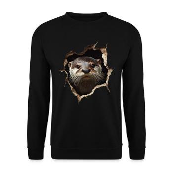Funny Otter Otter Lover Cute Otter Zoo - Unisex Sweatshirt - black - Front - Alina (178cm) & Michal (187cm)