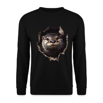 Funny Otter Otter Lover Cute Otter Zoo - Unisex Sweatshirt - black - Front - Alina (178cm) & Michal (187cm)