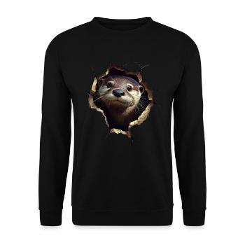 Funny Otter Otter Lover Cute Otter Zoo - Unisex Sweatshirt - black - Front - Alina (178cm) & Michal (187cm)